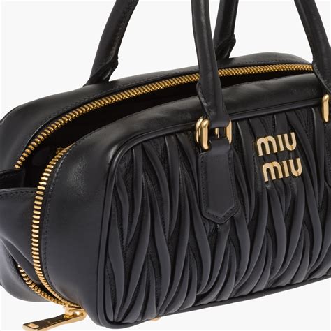 miu miu matelassé nappa leather bag|Black Arcadie Matelassé Nappa Leather Bag .